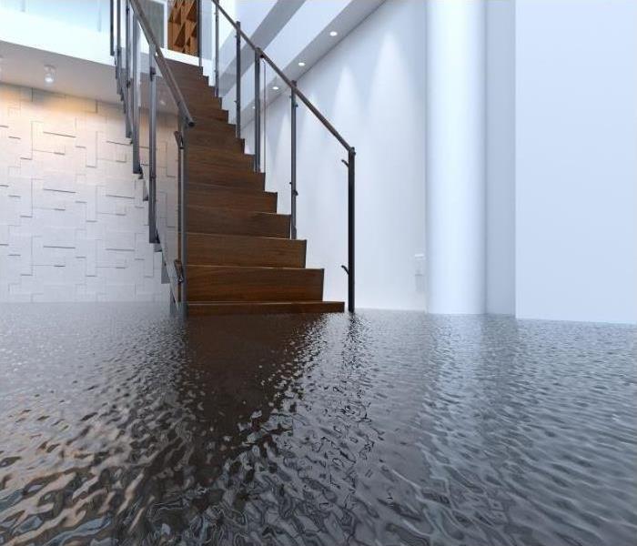 flooded commercial building results in water damage